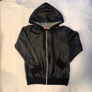 Vintage soft “leather look” full-zipped hoodie